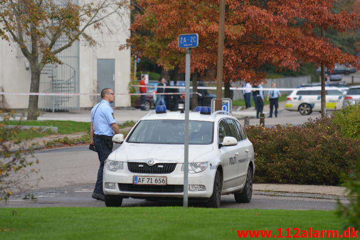 Bombe i Døgnboksen. Nørremark Center i Vejle. 17/10-2014. Kl. 14:15.