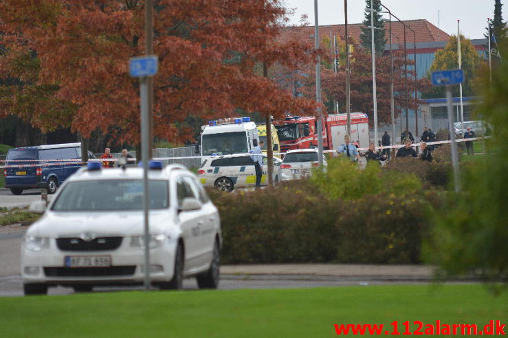 Bombe i Døgnboksen. Nørremark Center i Vejle. 17/10-2014. Kl. 14:15.