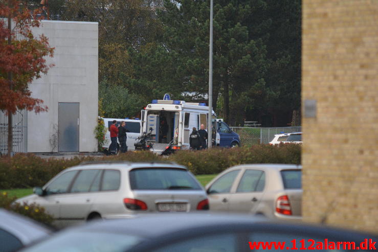 Bombe i Døgnboksen. Nørremark Center i Vejle. 17/10-2014. Kl. 14:15.