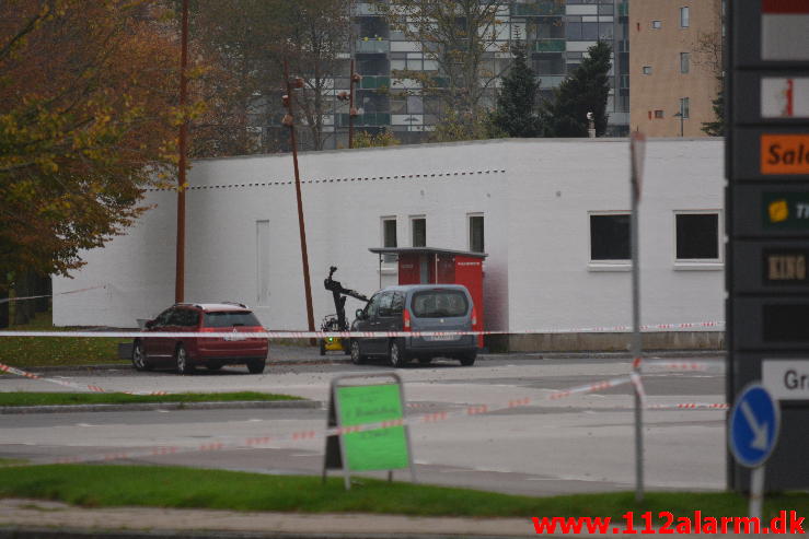Bombe i Døgnboksen. Nørremark Center i Vejle. 17/10-2014. Kl. 14:15.