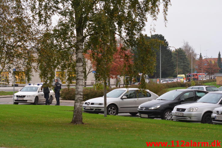 Bombe i Døgnboksen. Nørremark Center i Vejle. 17/10-2014. Kl. 14:15.