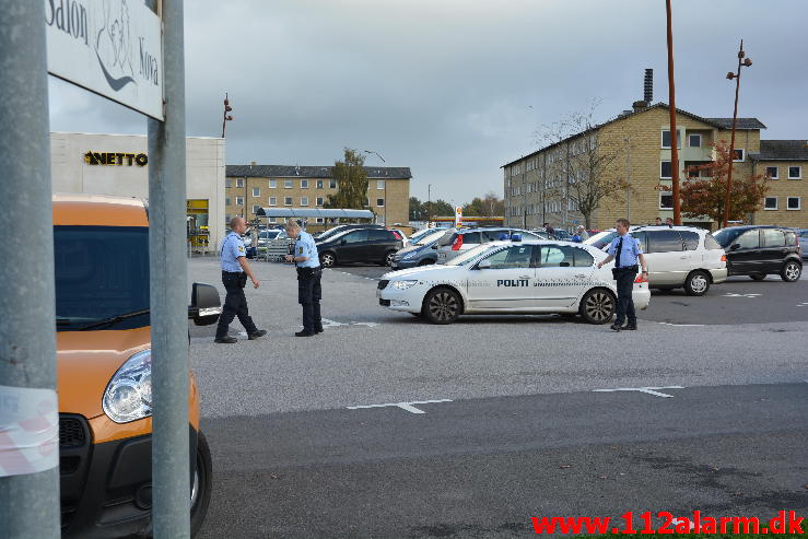 Bombe i Døgnboksen. Nørremark Center i Vejle. 17/10-2014. Kl. 14:15.