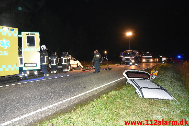 FUH med fastklemt. Viborg h Hovedvej (A13) ved Tørring. 29/10-2014. Kl. 19:57.