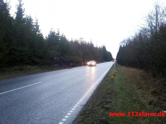Chauffør ville undvige et rådyr. Hampen, Vejlevej A13. 19/12-2014.