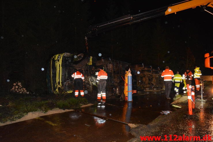 Chauffør ville undvige et rådyr. Hampen, Vejlevej A13. 19/12-2014.