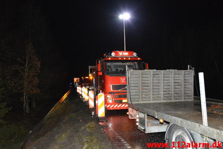 Chauffør ville undvige et rådyr. Hampen, Vejlevej A13. 19/12-2014.