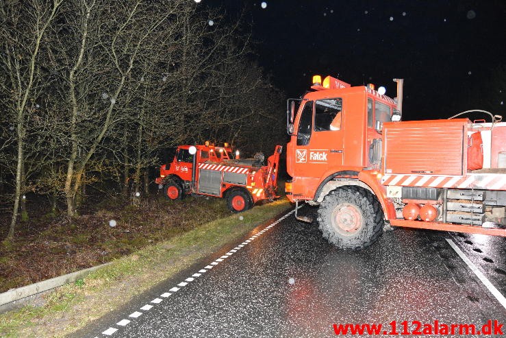 Chauffør ville undvige et rådyr. Hampen, Vejlevej A13. 19/12-2014.