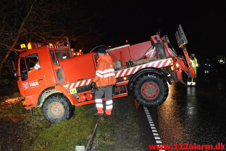 Chauffør ville undvige et rådyr. Hampen, Vejlevej A13. 19/12-2014.