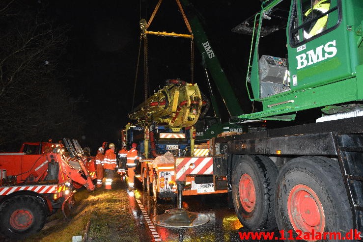 Chauffør ville undvige et rådyr. Hampen, Vejlevej A13. 19/12-2014.