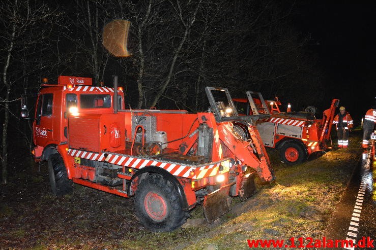 Chauffør ville undvige et rådyr. Hampen, Vejlevej A13. 19/12-2014.