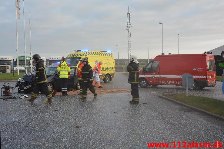 FUH med fastklemt. Lindevej i Lindved.  30/12-2014. Kl. 13:39.