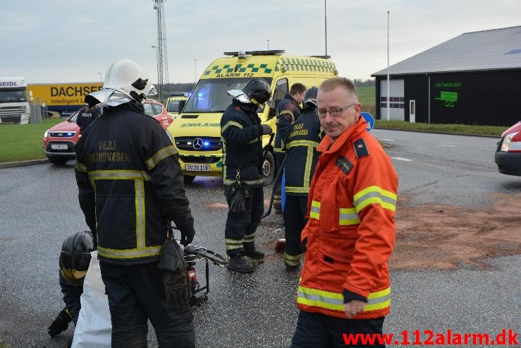 FUH med fastklemt. Lindevej i Lindved.  30/12-2014. Kl. 13:39.