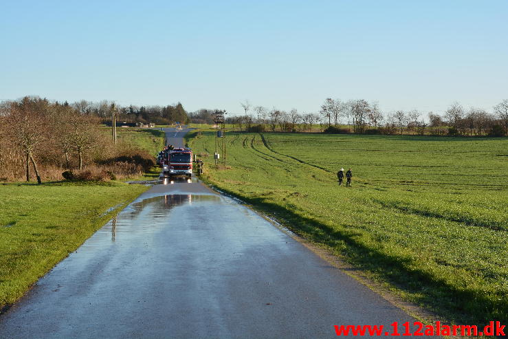 Større forurening Gylleudslip. Hammervej ved Tørring. 06/12-2014. Kl. 09:53.