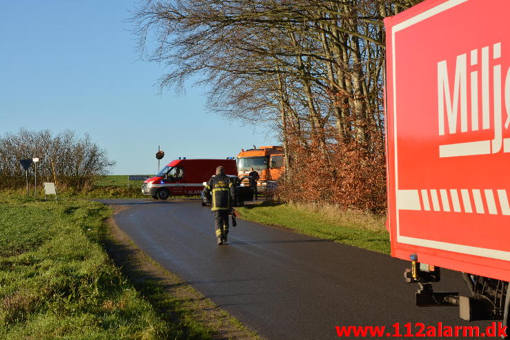 Større forurening Gylleudslip. Hammervej ved Tørring. 06/12-2014. Kl. 09:53.