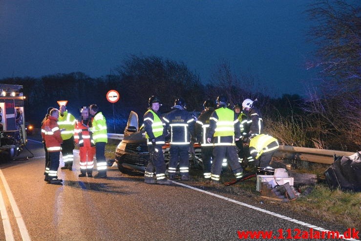 Trafikuheld med fastklemt. Viborg Hovedvej ved Tørring. 09/01-2015. Kl. 16:05. 