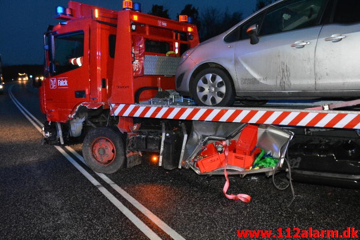 Trafikuheld med fastklemt. Viborg Hovedvej ved Tørring. 09/01-2015. Kl. 16:05. 