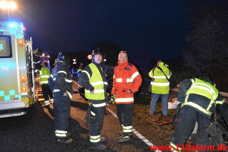 Trafikuheld med fastklemt. Viborg Hovedvej ved Tørring. 09/01-2015. Kl. 16:05. 