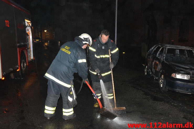 Bilbrand. Kirkegade i Vejle. 17/01-2015. Kl. 01:06.