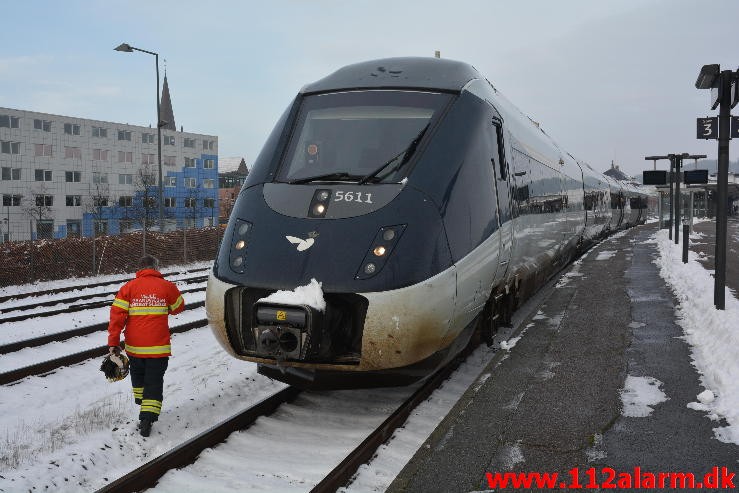 Ild i Passagertog. Vejle banegård. 24/01-2015. Kl. 13:30.