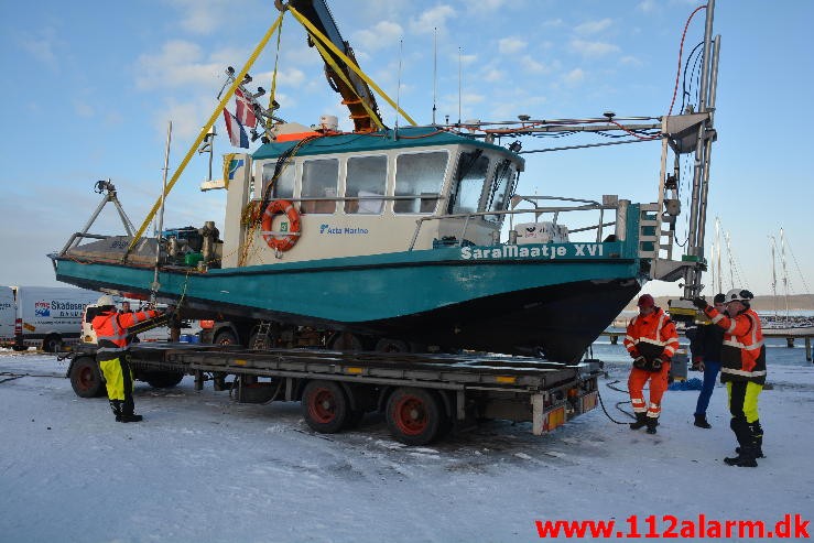 Sara Maatje XVI sank inde i Brejning Havn. 25/01-2015. 