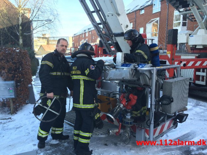 Skorstensbrand i Bleggaardsgade i Vejle. 25/01-2015. Kl. 12:32.