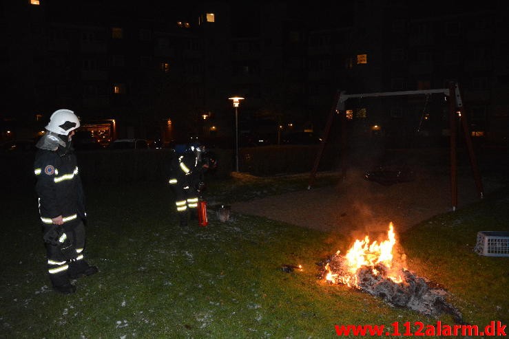 Brand i Vasketøj. Mindegade i Vejle. 02/02-2015. Kl. 20:24.