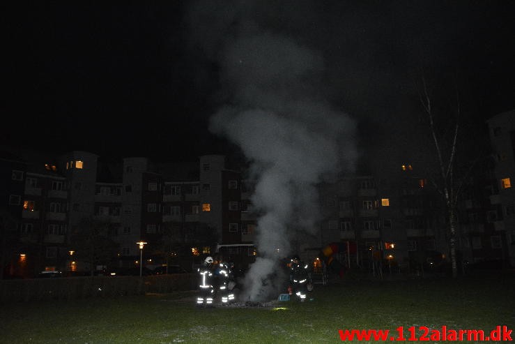 Brand i Vasketøj. Mindegade i Vejle. 02/02-2015. Kl. 20:24.