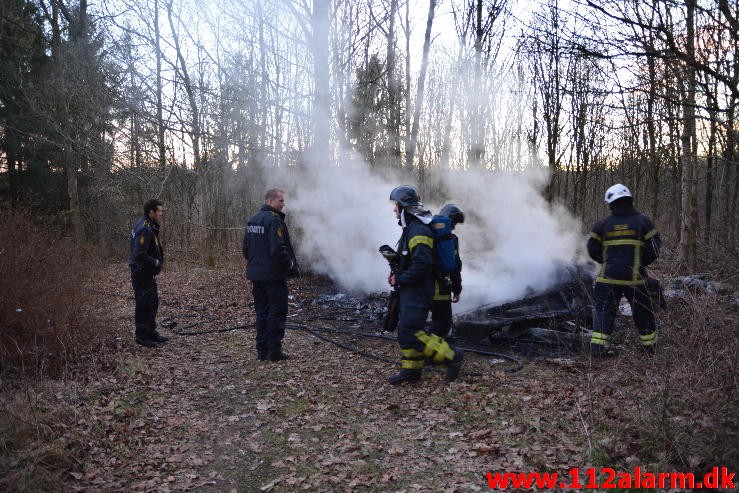 Brand i Campingvogn. Grønnedalen 82 i Vejle. 10/02-2015. Kl. 17:05.