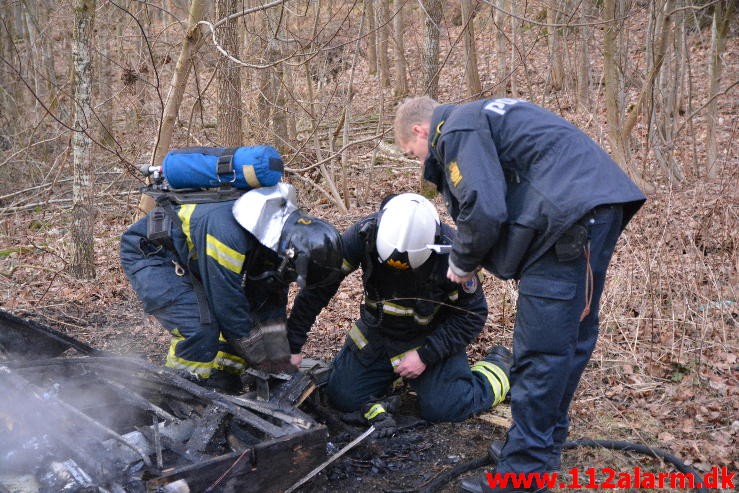 Brand i Campingvogn. Grønnedalen 82 i Vejle. 10/02-2015. Kl. 17:05.