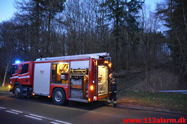 Brand i Campingvogn. Grønnedalen 82 i Vejle. 10/02-2015. Kl. 17:05.