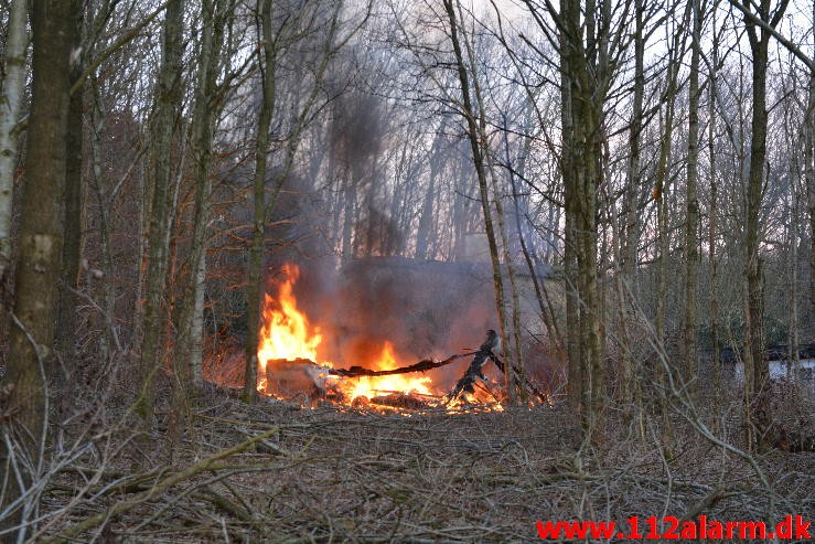 Brand i Campingvogn. Grønnedalen 82 i Vejle. 10/02-2015. Kl. 17:05.