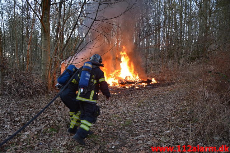 Brand i Campingvogn. Grønnedalen 82 i Vejle. 10/02-2015. Kl. 17:05.