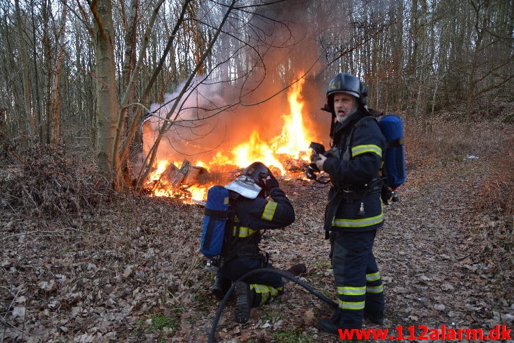 Brand i Campingvogn. Grønnedalen 82 i Vejle. 10/02-2015. Kl. 17:05.