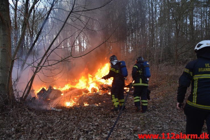 Brand i Campingvogn. Grønnedalen 82 i Vejle. 10/02-2015. Kl. 17:05.