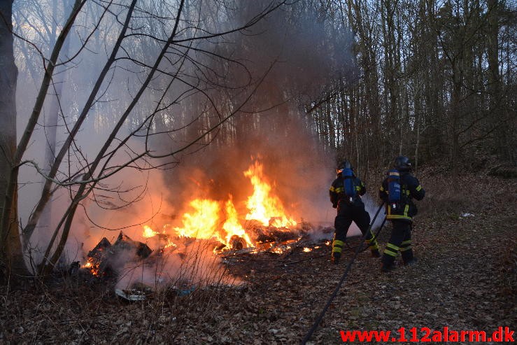 Brand i Campingvogn. Grønnedalen 82 i Vejle. 10/02-2015. Kl. 17:05.