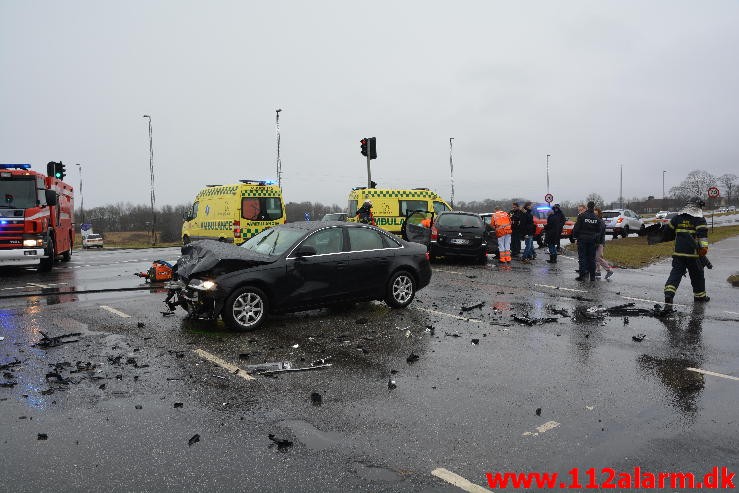 FUH med fastklemt. Horsensvej ved Bredballe. 21/02-2015. Kl. 12:48.