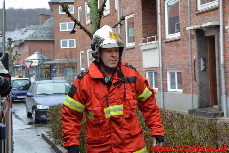 Brand i Lejlighed. Valløesgade i Vejle. 21/02-2015. Kl. 13:54.