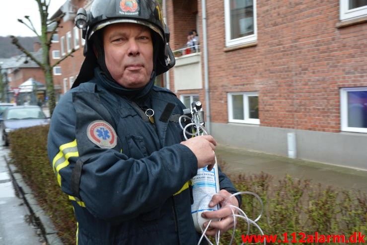 Brand i Lejlighed. Valløesgade i Vejle. 21/02-2015. Kl. 13:54.