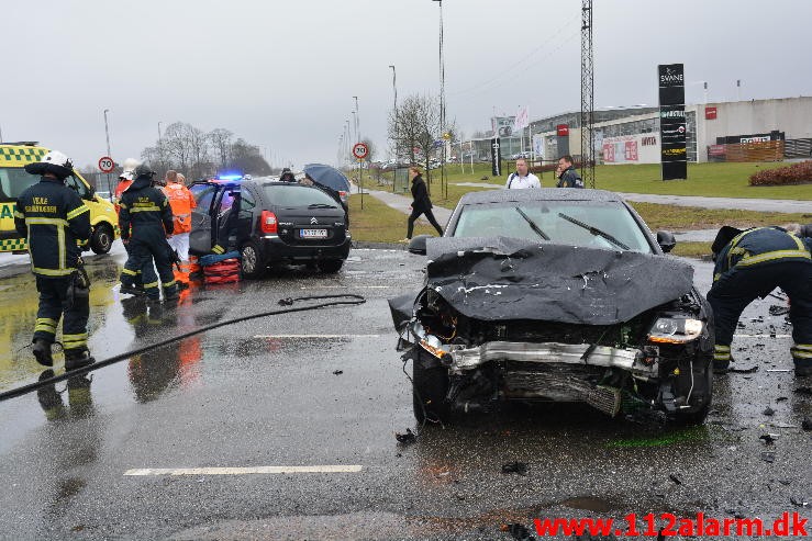 FUH med fastklemt. Horsensvej ved Bredballe. 21/02-2015. Kl. 12:48.