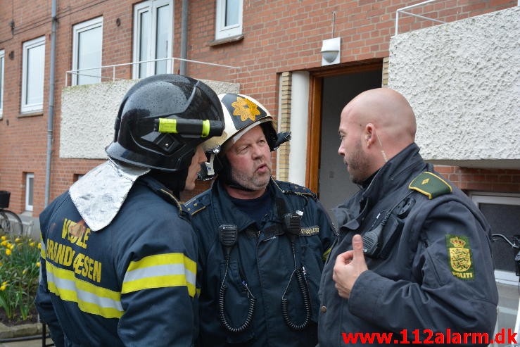 Mindre bygningsbrand. Østerled i Vejle. 29/03-2015. KL. 17:01.