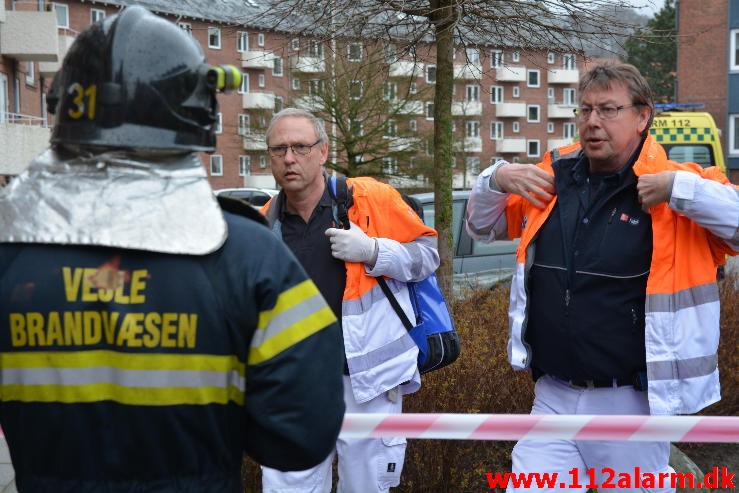 Mindre bygningsbrand. Østerled i Vejle. 29/03-2015. KL. 17:01.