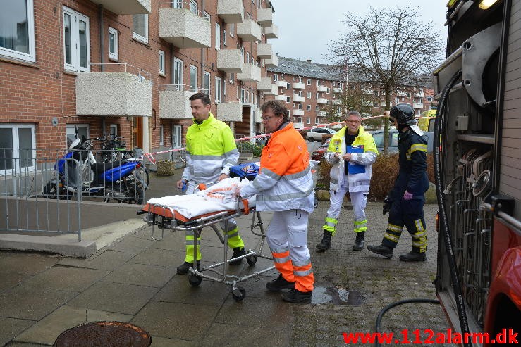 Mindre bygningsbrand. Østerled i Vejle. 29/03-2015. KL. 17:01.