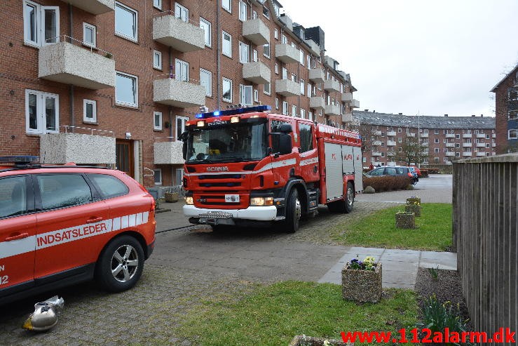 Mindre bygningsbrand. Østerled i Vejle. 29/03-2015. KL. 17:01.