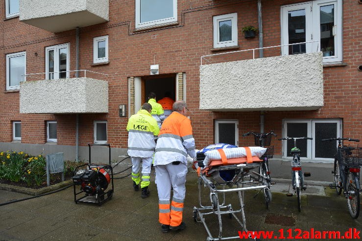 Mindre bygningsbrand. Østerled i Vejle. 29/03-2015. KL. 17:01.