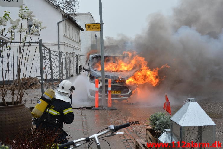 Bilbrand. Gormsgade i Jelling. 3/03-2015. Kl. 11:03.