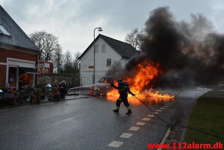 Bilbrand. Gormsgade i Jelling. 3/03-2015. Kl. 11:03.