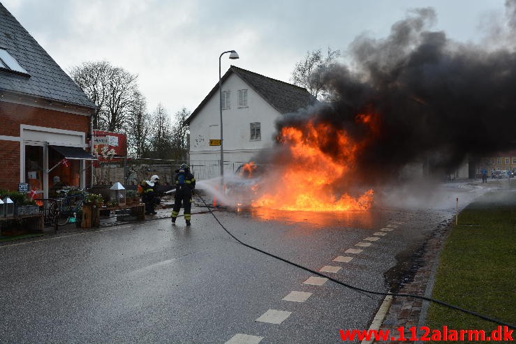 Bilbrand. Gormsgade i Jelling. 3/03-2015. Kl. 11:03.