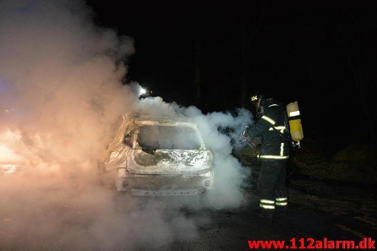 Bilbrand. Munkebjergvej ved Munkebjerg. 3/03-2015. Kl. 23:41.