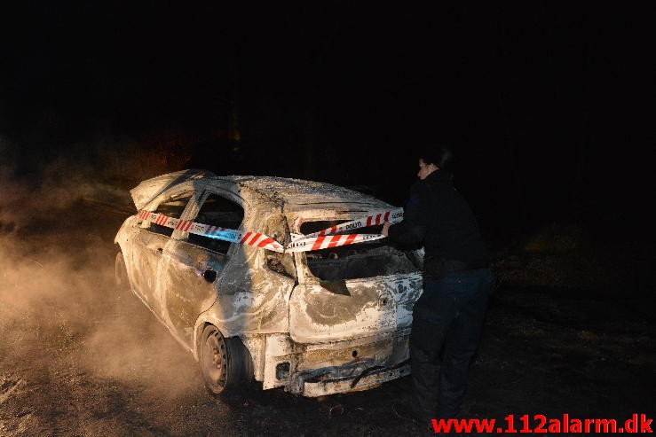 Bilbrand. Munkebjergvej ved Munkebjerg. 3/03-2015. Kl. 23:41.