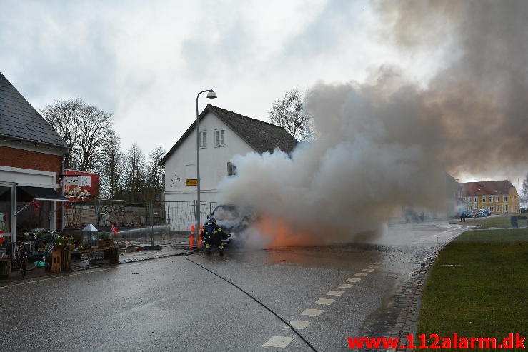 Bilbrand. Gormsgade i Jelling. 3/03-2015. Kl. 11:03.